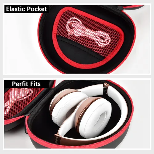 Vista 3 de Funda para auriculares compatible con Mpow 059, Beats Studio3, Beats Solo3, Solo2, Picun P26, para Elecder i39 y más, auriculares inalámbricos Negro