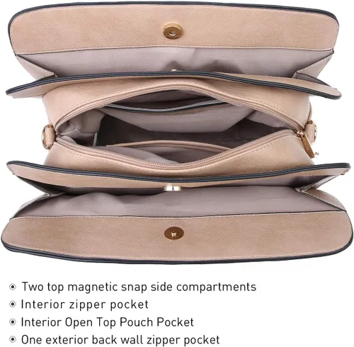 Vista 5 de Dasein - Juego de bolso y monedero para mujer, set de 2 piezas con 3 compartimentos, bolso con asa superior y correa para el hombro