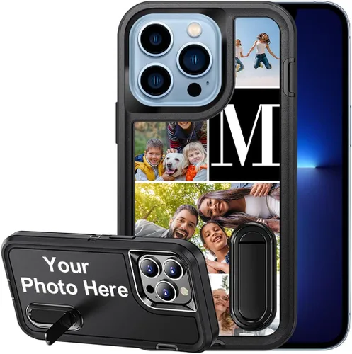 Vista 8 de Funda personalizada para iPhone 13, soporte incorporado/función atril, protección resistente a los arañazos, cubierta de fotos personalizada
