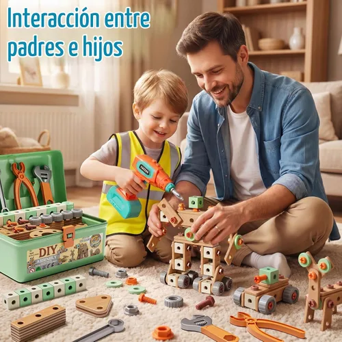 Vista 5 de CUTE STONE Juego de herramientas para niños de 168 piezas con taladro