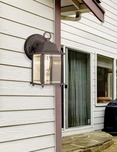 Vista 3 de Farol de pared para exteriores Trans Globe Lighting, 1 luz, 8 pulgadas, 40455 RT, 60watts, 120 volts Herrumbre