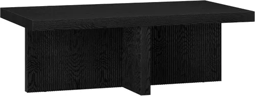 Vista 8 de Henn&Hart Mesa de centro rectangular de madera acanalada de 44 pulgadas con pedestal de bajo perfil con base de pedestal acanalada para sala