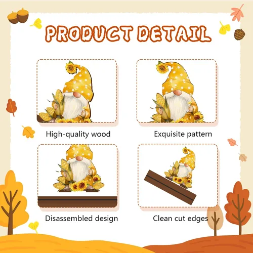 Vista 3 de 6 piezas de decoración de mesa de madera de otoño, letrero de mesa de madera de calabaza para centro de mesa, decoración de mesa con letra, verduras