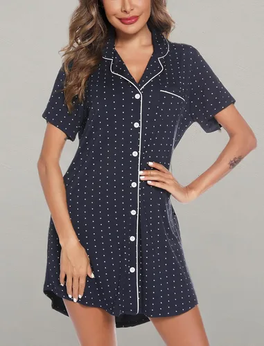 Vista 6 de Leikar Camisón de maternidad para mujer, pijama de lactancia de manga larga