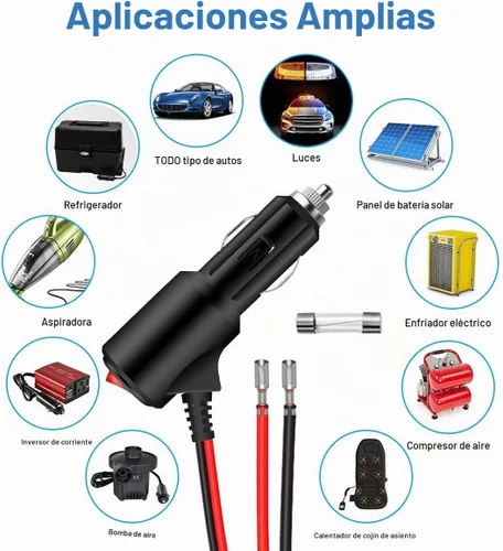 Vista 6 de Adaptador de enchufe de encendedor de cigarrillos de 12 V resistente con interruptor e indicador LED rojo para coche camión moto