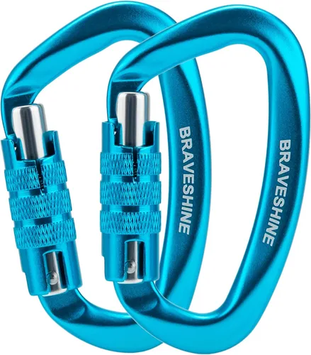 Vista 13 de Clips de mosquetón resistentes 12KN Aluminio D Ring Double Lock Caribeaner Hooks