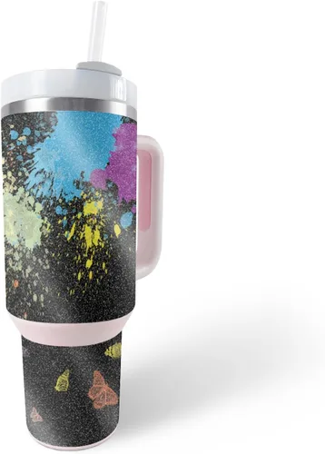 Vista 12 de MightySkins - Vaso con purpurina brillante compatible con Stanley The Quencher H2.0 FlowState de 40 onzas, morado sólido, acabado protector