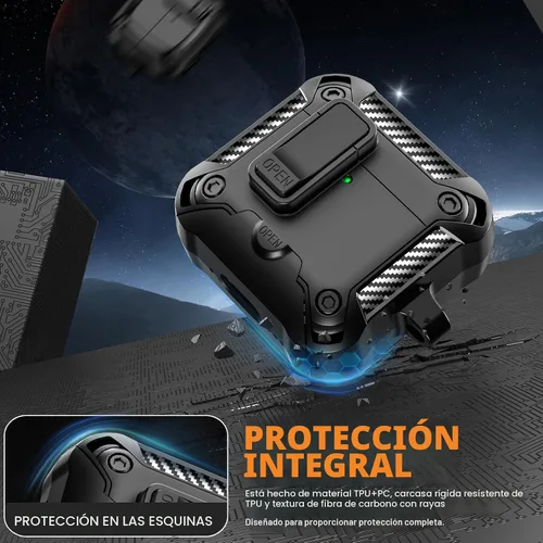 Vista 5 de Funda para AirPods 5/4 con cerradura y soporte para teléfono (negro)