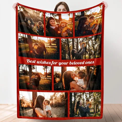 Vista 14 de Artsadd Manta personalizada con collage de texto fotográfico, manta de fotos personalizada para hombres, mujeres, él o ella, manta personalizada