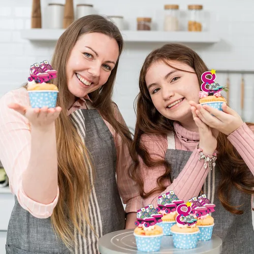 Vista 6 de 18 piezas de decoración de cupcakes de patinaje sobre ruedas para cumpleaños de 8 años, para niñas, patinaje sobre ruedas para fiesta de cumpleaños