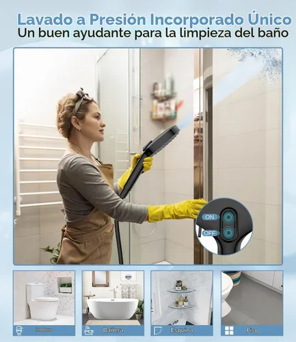 Vista 4 de Cabezal de ducha filtrado MakeFit con mango, cabezal de ducha de mano de 7 modos de alta presión con filtros, cabezales de ducha desmontables
