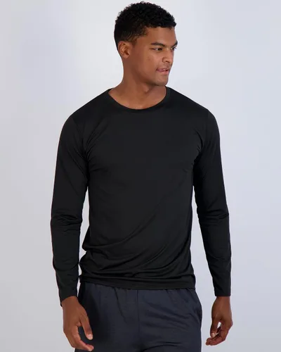 Vista 2 de Real Essentials - Paquete de 4 unidades camisa Dry-Fit de manga larga para hombre, disipa la humedad, con protección solar FPU 50+ contra rayos