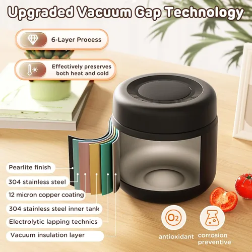 Vista 2 de JSCARES Frascos de Comida Aislados para Niños de 12oz para Comida Caliente, Frasco Térmico de Comida de Sopa de Boca Ancha Contenedor Térmico