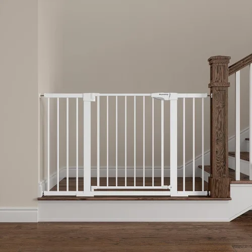 Vista 21 de Mumeasy Puerta de bebé extra ancha de 29.7 a 51 pulgadas para escaleras, puerta para perros de interior extra larga para puertas, puerta para niños