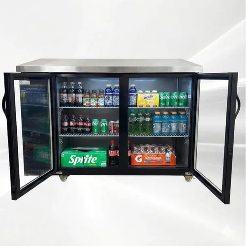 Vista 2 de Enfriador de barra trasera de cerveza 60 "Refrigerador comercial NSF Display Cooler 2 Puerta de vidrio 15.8 pies cúbicos 446 litros UUB24-2.12 oz