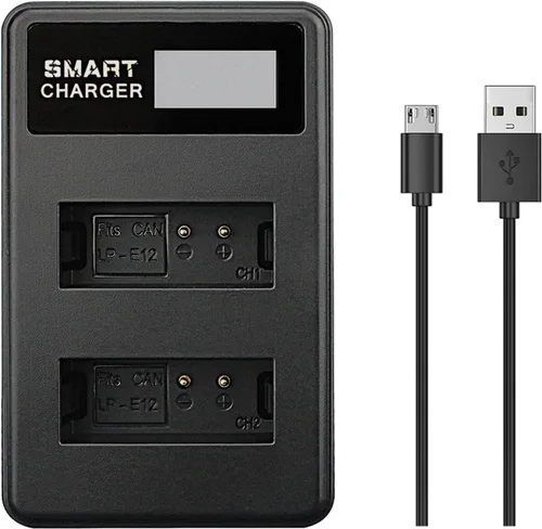 Vista 3 de 2 baterías LP-E12 LPE12 de 1250 mAh con cargador de batería dual para EOS M10, EOS M50, EOS M50 Mark II, EOS M100, EOS M200, EOS M, EOS M2, Kiss M