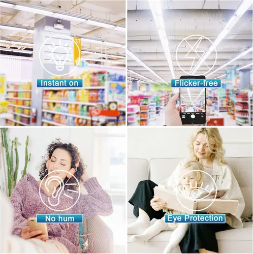 Vista 6 de Paquete de 24 bombillas LED T8 de 4 pies, luz blanca diurna de 6000 K, equivalente a 40 W, bypass de balasto, tubo de luz tipo B de doble extremo