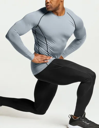 Vista 8 de ATHLIO - Paquete de 1 o 3camisetas de compresión de manga larga con FPU 50+ para hombre, camiseta de protección para deportes acuáticos