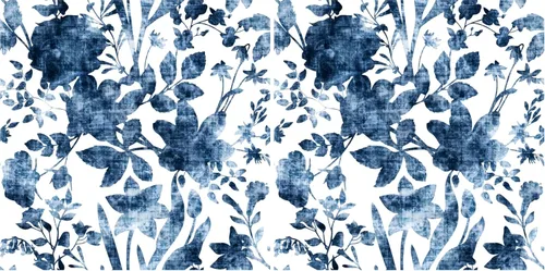 Vista 8 de Papel tapiz vintage azul floral para despegar y pegar, papel de contacto de hojas de ramas, impermeable, extraíble, fácil de despegar, 17.71 x 118.1