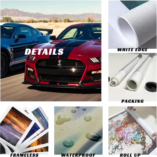 Vista 6 de Póster de automóvil deportivo, lienzo de automóvil deportivo americano musculoso, arte de pared para hombres, oficina, dormitorio, sala de estar
