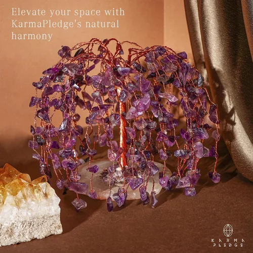 Vista 4 de Árbol de la vida de cristal de amatista curativos de chakras, árboles bonsái de Feng Shui para energía positiva, dinero, buena suerte, árbol