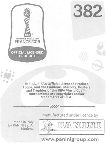 Vista 2 de 2019 Panini FIFA Women's World Cup France Album Stickers (Individual Sticker Only) Soccer #382 Sarah Gregorius New Zealand 2 Inch by 2 1/2 Inch