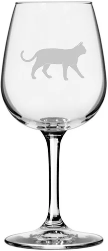 Vista 65 de Copa de vino de 12.75 onzas con temática de gato abisinio grabada para todo uso