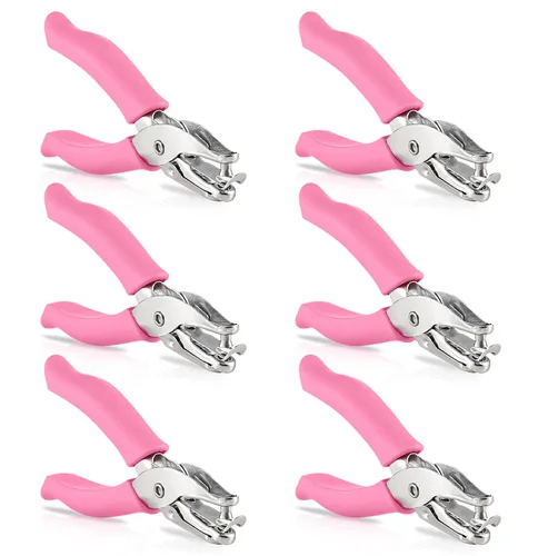 Vista 16 de Enday - Perforadora perforadora de agujeros de 1/4 pulgadas con asas de agarre suave para papel y manualidades, forma de círculo redondo, para niños