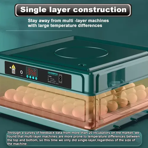 Vista 4 de 98/120/128 Egg Incubator with Automatic Turning, Temperature & Humidity Control - Digital Hatcher for Home & Lab Brooding (98)