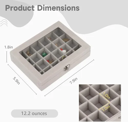 Vista 3 de Tideme Organizador de joyería 24 compartimentos, organizador de almacenamiento para aretes, aretes y tachuelas, organizador de joyería de terciopelo