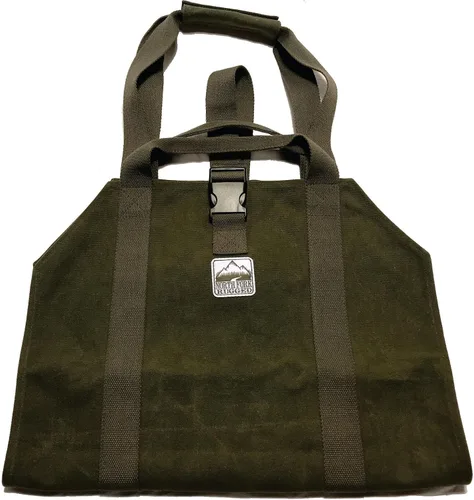 Vista 10 de Bolsa de lona encerada resistente para leña - asas dobles únicas que permiten un agarre seguro y cómodo con varios tamaños de carga. La correa