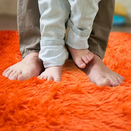 Vista 4 de Lifup Alfombra rectangular esponjosa para sala de estar o dormitorio, color Naranja
