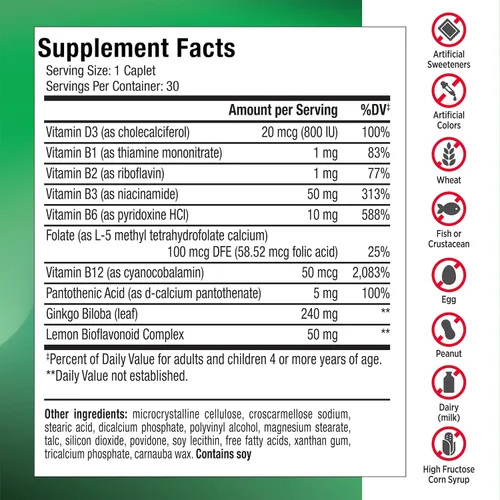 Vista 8 de Lipo-Flavonoid Balance Suplemento de Apoyo - Salud del Oído Interno y Alivio del Vértigo con Ginkgo Biloba, Bioflavonoides y Vitaminas B - Reduce