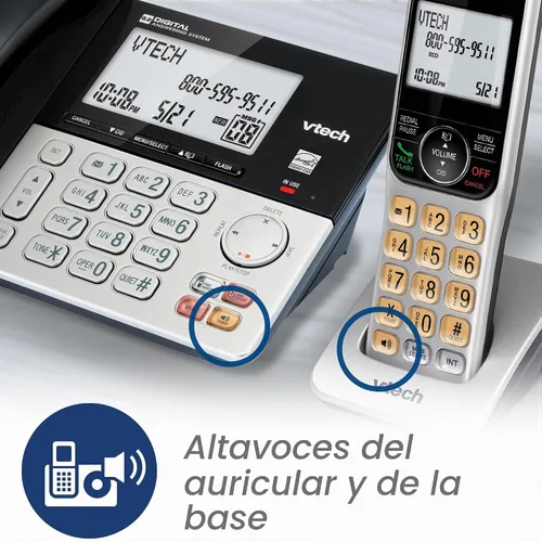 Vista 6 de VTech VG208 DECT 6.0 Teléfono con cable/inalámbrico para el hogar con contestador, bloqueo de llamadas, identificación de llamadas, pantalla