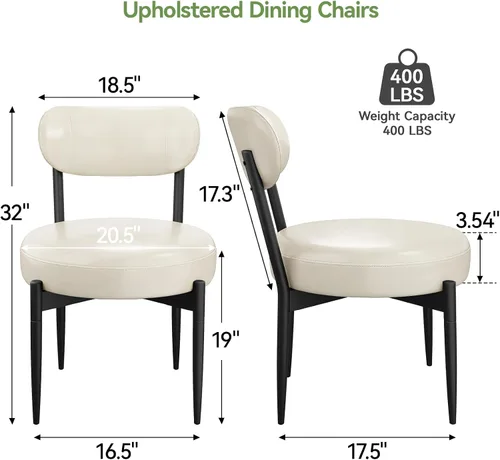 Vista 2 de Welzona Juego de 4 sillas de comedor tapizadas de piel sintética con patas de metal resistentes, sillas de cocina para comedor, cocina, restaurante