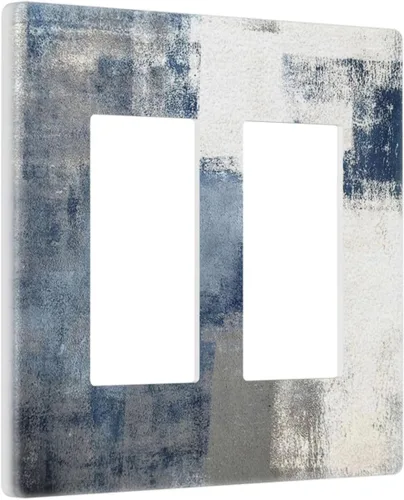 Vista 13 de Placa de Interruptor de Luz de Palanca Única Abstracta en Negro, Blanco y Gris, Cubierta de Tomacorriente, Placa de Pared Decorativa de Un