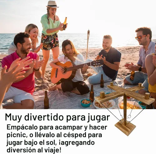 Vista 3 de Hook Toss Game, Ring Toss Game, Handmade Wooden Ladder, Throwing Hook and Ring Battle Game for Family