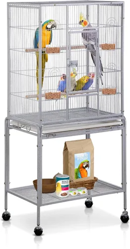 Vista 9 de SUPER DEAL Jaula grande de hierro forjado de 53 pulgadas para cacatúas, conure, periquitos, pinzones, Budgie, Lovebird Canary, casa mediana