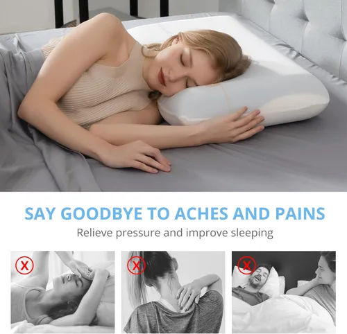 Vista 5 de EGOHOME Almohada refrescante de espuma viscoelástica para aliviar el dolor de cuello, almohada cervical para lado, espalda, dormir boca abajo