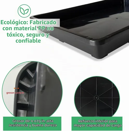 Vista 2 de RooTrimmer Paquete de 5 bandejas para macetas de vivero, bandeja de transporte y sujeción para plantas para macetas de inicio de semillas, Negro