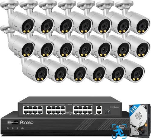 Vista 14 de Sistema de cámara de seguridad PoE, 4 cámaras IP con cable de 5 MP con cable para el hogar, micrófono integrado, detección de vehículos humanos
