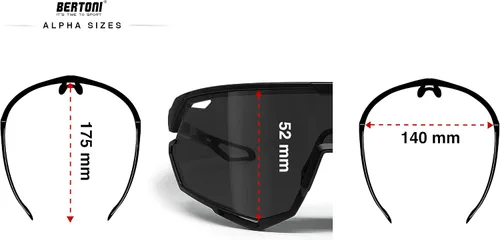 Vista 4 de Bertoni Gafas de sol deportivas para ciclismo MTB Running para hombres y mujeres en TR90 lente ancha antivaho mod. ALPHA NUEVO