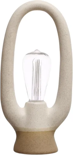 Vista 2 de Bloomingville Luz LED de gres de 12,5 pulgadas con esmalte reactivo para el hogar y la oficina, color blanco