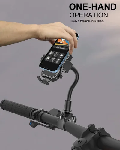 Vista 3 de Soporte de teléfono para bicicleta de cuello de cisne, soporte de teléfono para motocicleta – Clip de teléfono celular para manillar de bicicleta