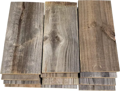 Vista 10 de Tablones de madera reciclada rústica desgastada para manualidades, proyectos y decoración (6 tablones de 24 pulgadas de largo)