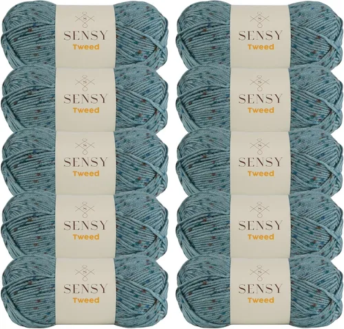 Vista 31 de S Sensy Tweed - Hilo mediano calibre acrílico #4 de primera calidad, color azul, 213 yardas, 4 onzas