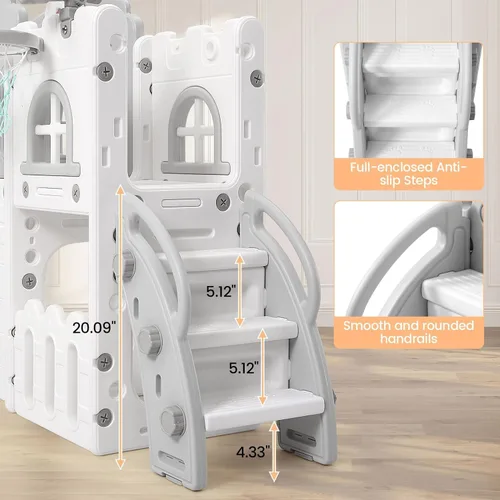 Vista 3 de GarveeLife Zona de juegos interior 8 en 1 para niños pequeños con tobogán: juego de tobogán para bebés para niños pequeños de 1 a 3 años de juego al