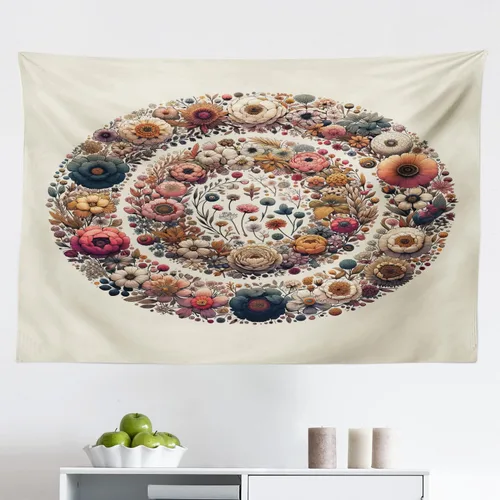 Vista 63 de Ambesonne Tapiz hippie, abrazo de hongos de ensueño y árbol de la vida místico y mandal verde, decoración de tela para colgar en la pared