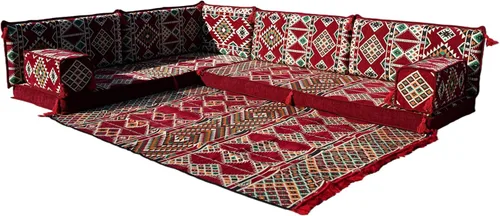 Vista 29 de arabicsofa Juego de sofás árabes tradicionales en forma de L - Sofás seccionales marroquíes - Asientos Majlis orientales para sala de estar