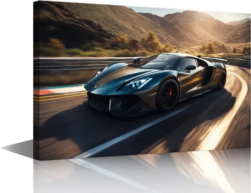 Vista 17 de Car Pictures for Living Room Wall Decor Super Car Driving Art Prints City Highway Road Paintings 1 Piece Canvas Wall Art Super Car Canvas Prints